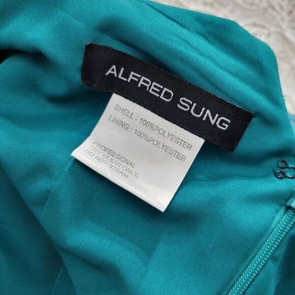 Alfred Sung Dress with Pockets Teal S - Picture 6 of 7